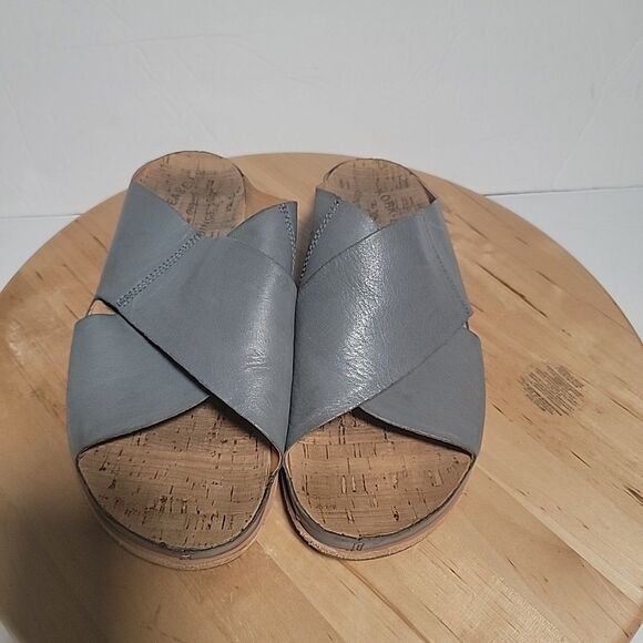 Kork-Ease Women's Tutsi Cross-Band Leather Sandal Blue Grey Size 9 M - Picture 1 of 5